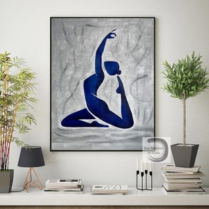 Yoga Wall Art Original Art Painting Yoga Pose Painting on Canvas Large ...