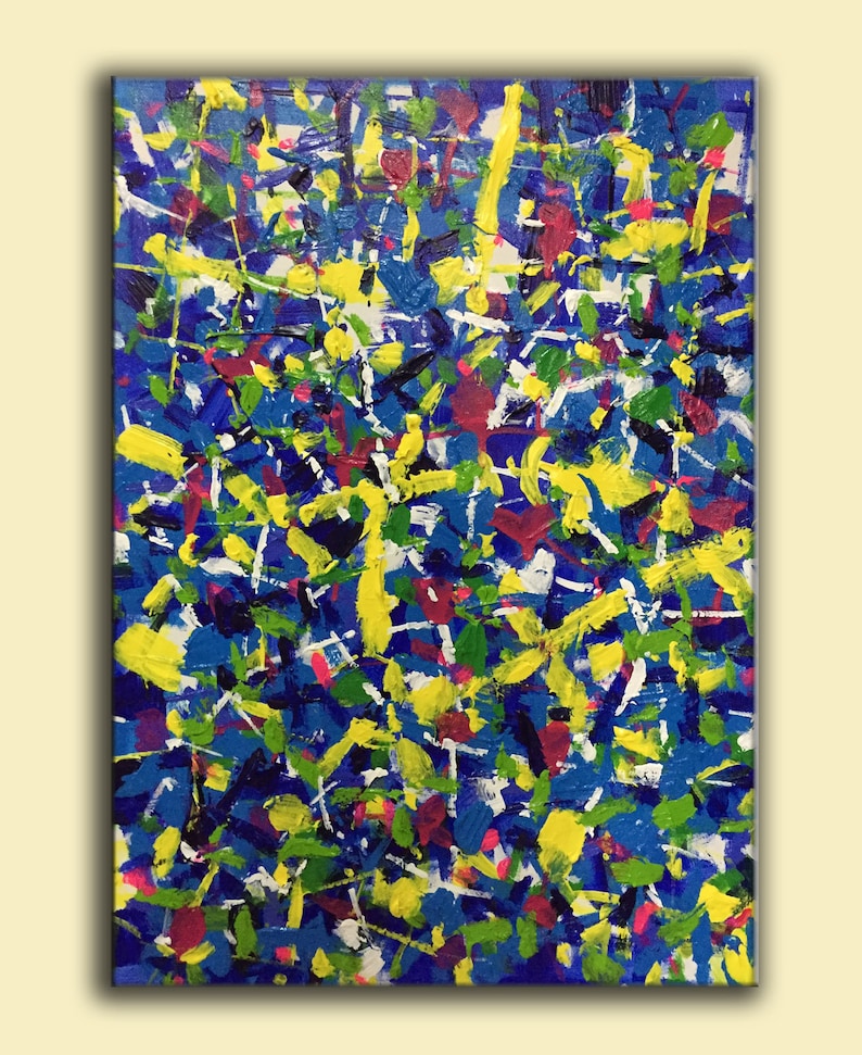 Large abstract painting original colorful acrylic canvas art Etsy