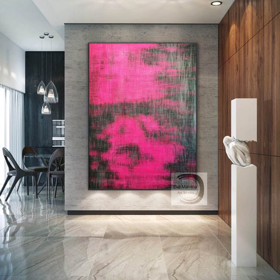 pink wall art painting original pink abstract art large canvas art original abstract wall art contemporary art living room wall decor E28