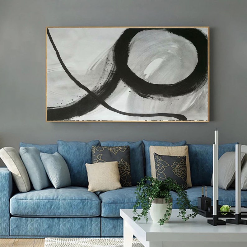 Extra Large Wall Art Black and White Abstract Painting Large Etsy