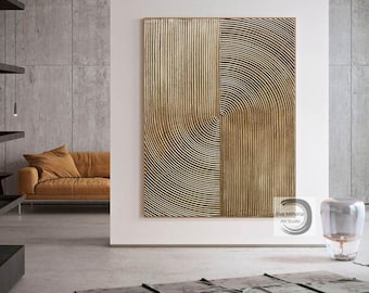 Original Geometric Abstract Painting – Handmade Bronze Gold Textured Wall Art – LargeTexture Artwork for Home Décor E121