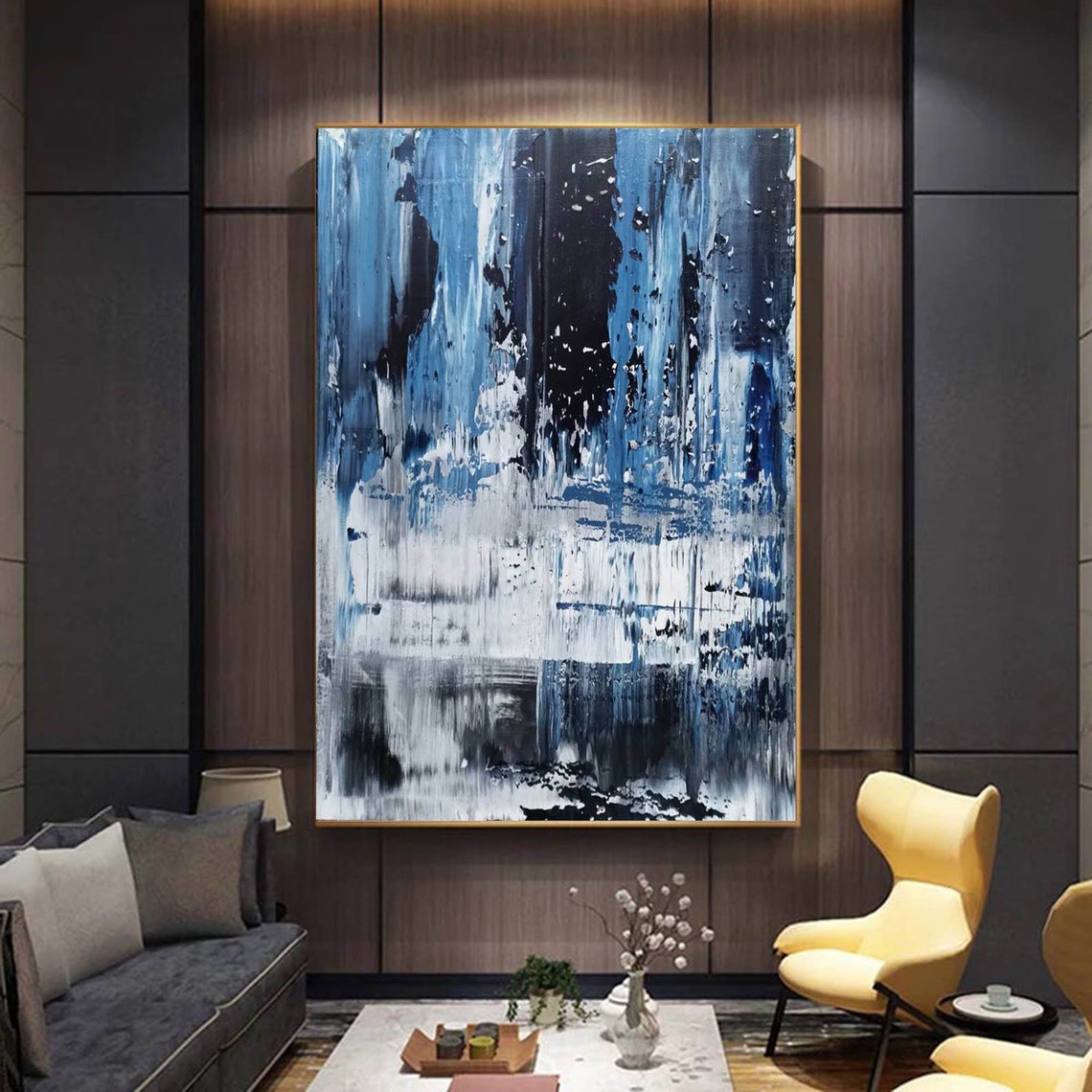 Extra Large Abstract Art Blue Abstract Painting Modern - Etsy