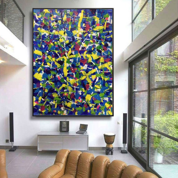オリジナルカラフル抽象画｜大胆な筆致による手作りのテクスチャー絵画