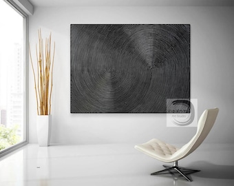 Modern Handmade Abstract Wall Art – Deep Black Textured Canvas Art – Abstract Textured Black Painting EM21