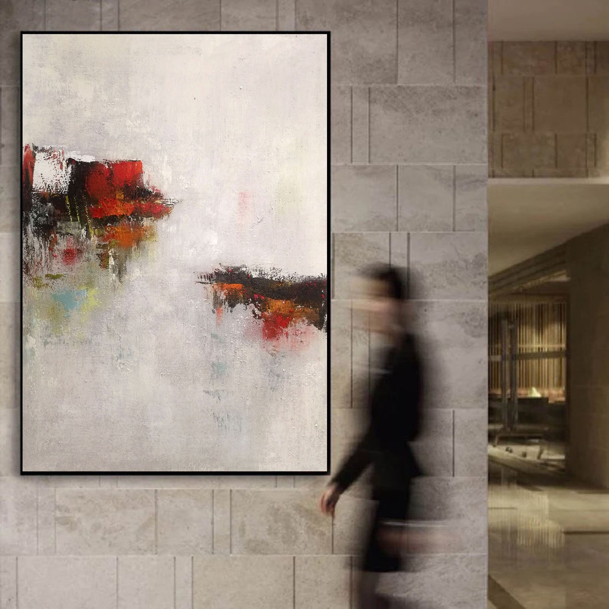 Large Abstract Painting Original Large Canvas Wall Art Red | Etsy