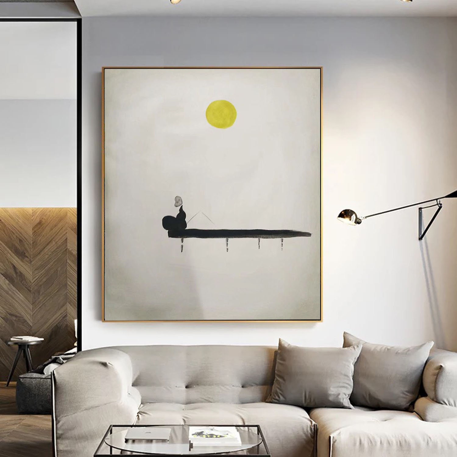 Black white painting extra large wall art canvas large Etsy