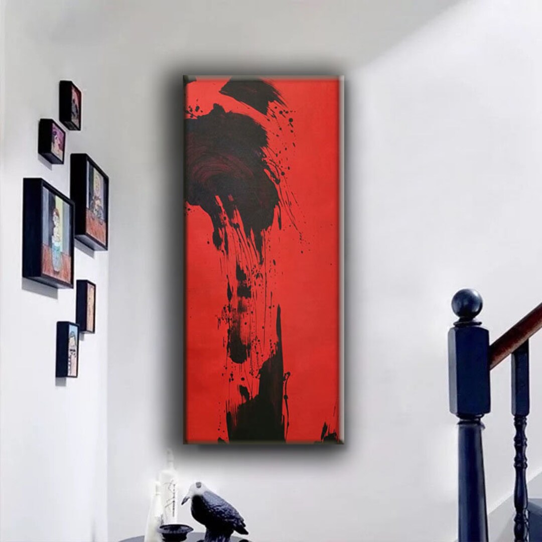 Abstract Painting, Oil Painting Abstract, Large Red and Black Canvas ...