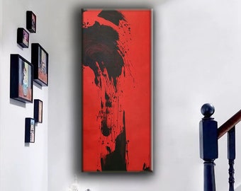 Abstract painting, Oil painting abstract, Large red and black canvas artwork, abstract canvas art, contemporary art paintings  EM88