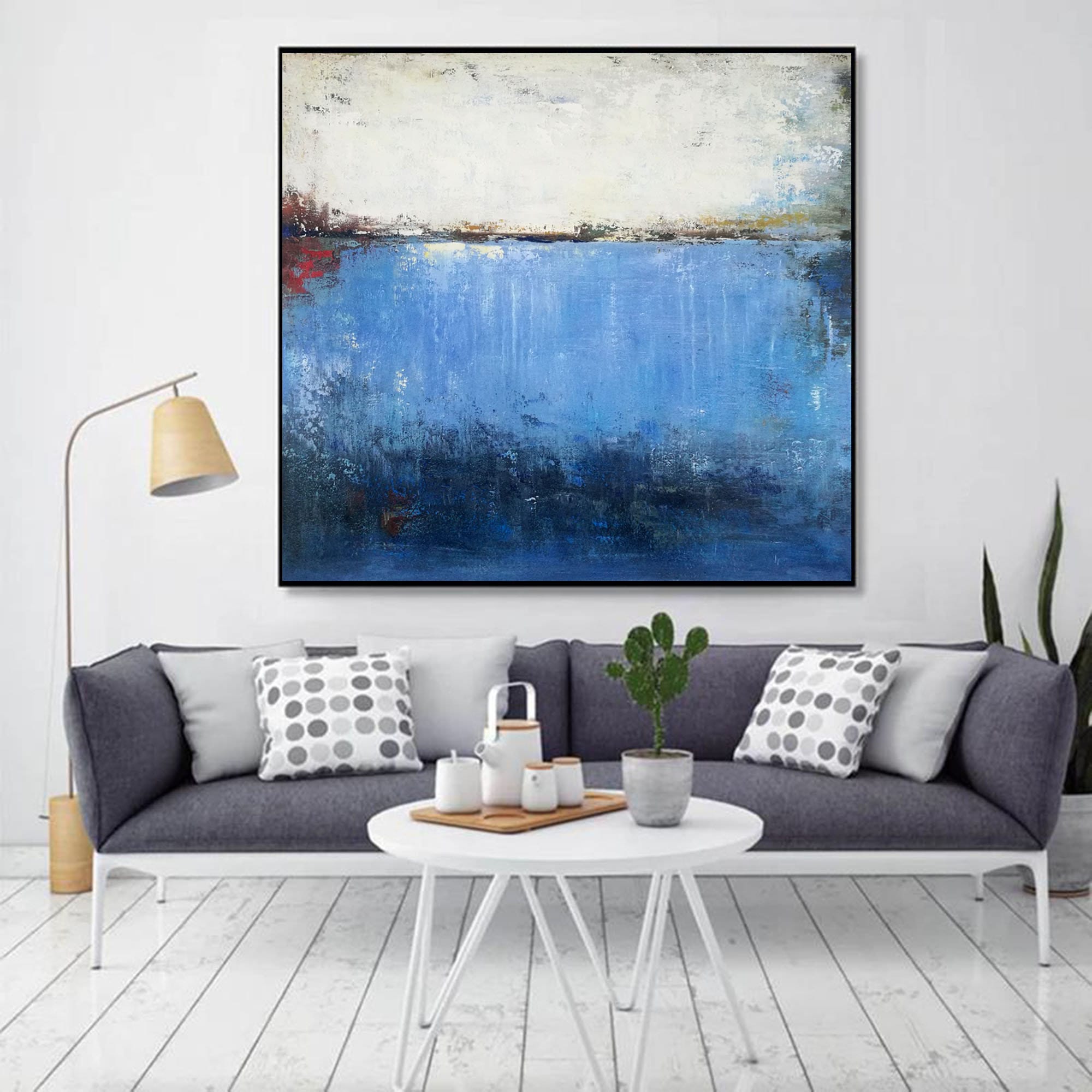 Blue Abstract Painting on Canvas, Large Canvas Art Abstract ...