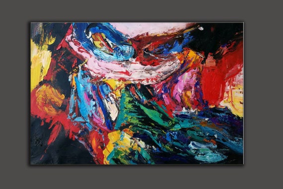 抽象画オリジナル、大きな壁アートキャンバス、大きな油絵抽象画、現代