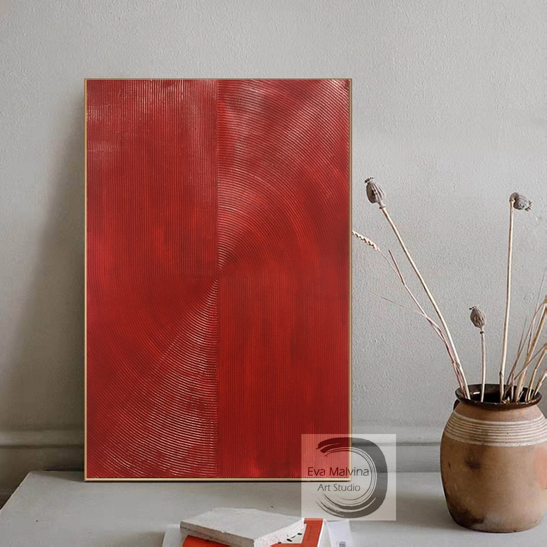 Red Painting on Canvas Original Abstract Painting Large Oil Painting