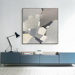 extra large wall art abstract, gray canvas art, modern abstract painting, original oil painting abstract, textured wall art canvas EM37