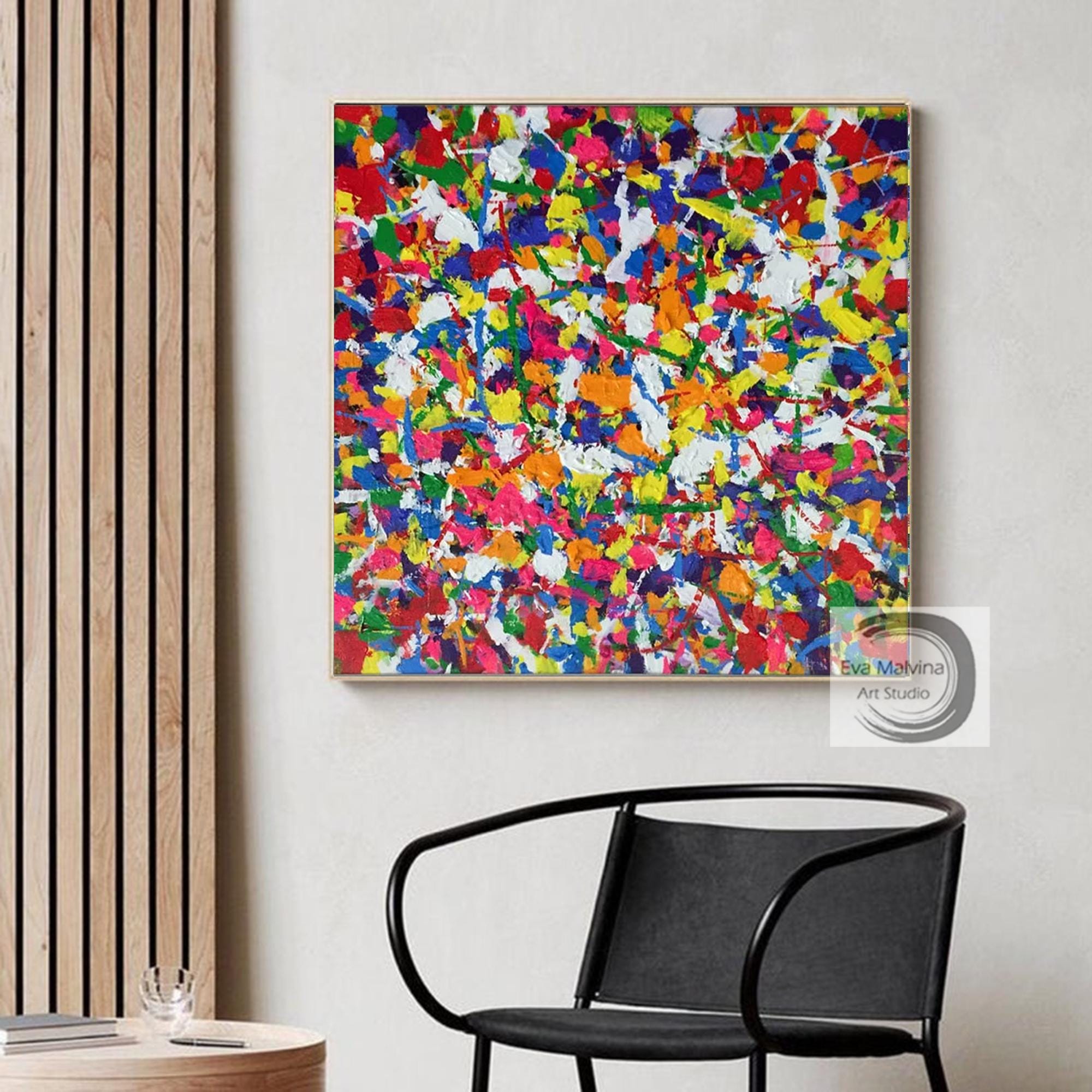 オリジナルカラフル抽象テクスチャ絵画 - 大胆なマルチカラー