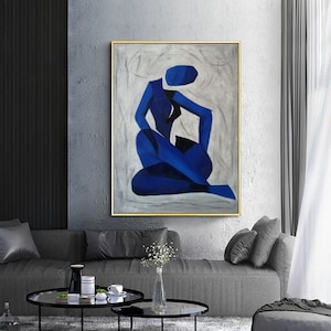 original abstract paintings on canvas, extra large wall art canvas, navy blue painting, abstract wall art, contemporary wall art EM471