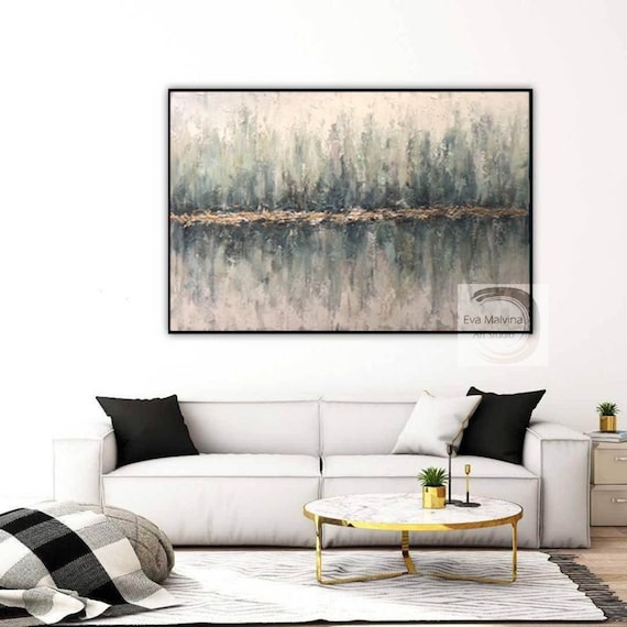 Stampa Su Tela Quadro Foresta Dipinta A Mano - Astratto Natura Paesaggio - Decorazione Moderna Per Pareti Di Soggiorno, Camera Da Letto, Ufficio