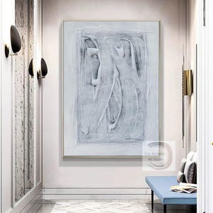 Tableau abstrait texture 3D blanc et gris Art abstrait gris et blanc Tableau abstrait minimaliste gris Tableau toile gris blanc E128