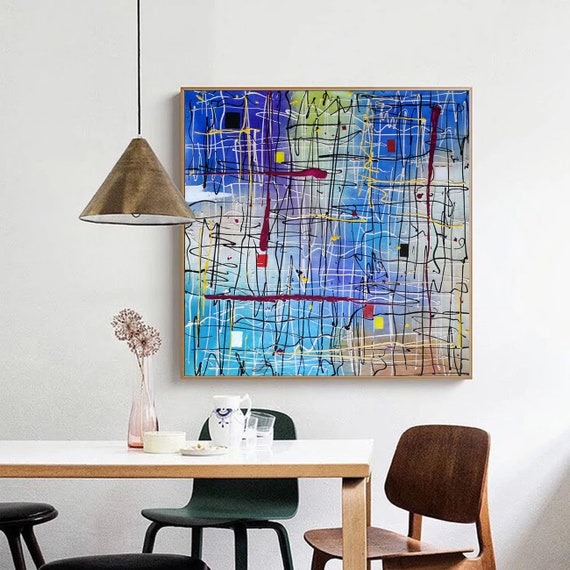 blue painting original wall art large abstract art oversized wall art on canvas blue wall art oversized canvas art handmade art EM191