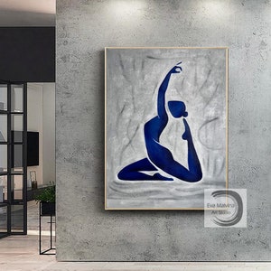 Yoga Wall Art Original Art Painting Yoga Pose Painting on Canvas Large ...