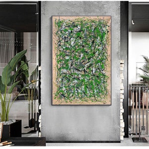 extra large wall art on canvas, green abstract painting, modern abstract wall art, living room canvas art, oversized wall art canvas EM84