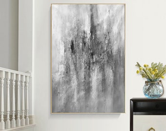 large abstract painting original, grey painting, large abstract artwork, abstract canvas art, original artwork, oversized wall art EM101