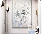 Eva Malvina Abstract Artwork – Handmade Textured Painting with Layered Ovals and Blue Gray Palette E132