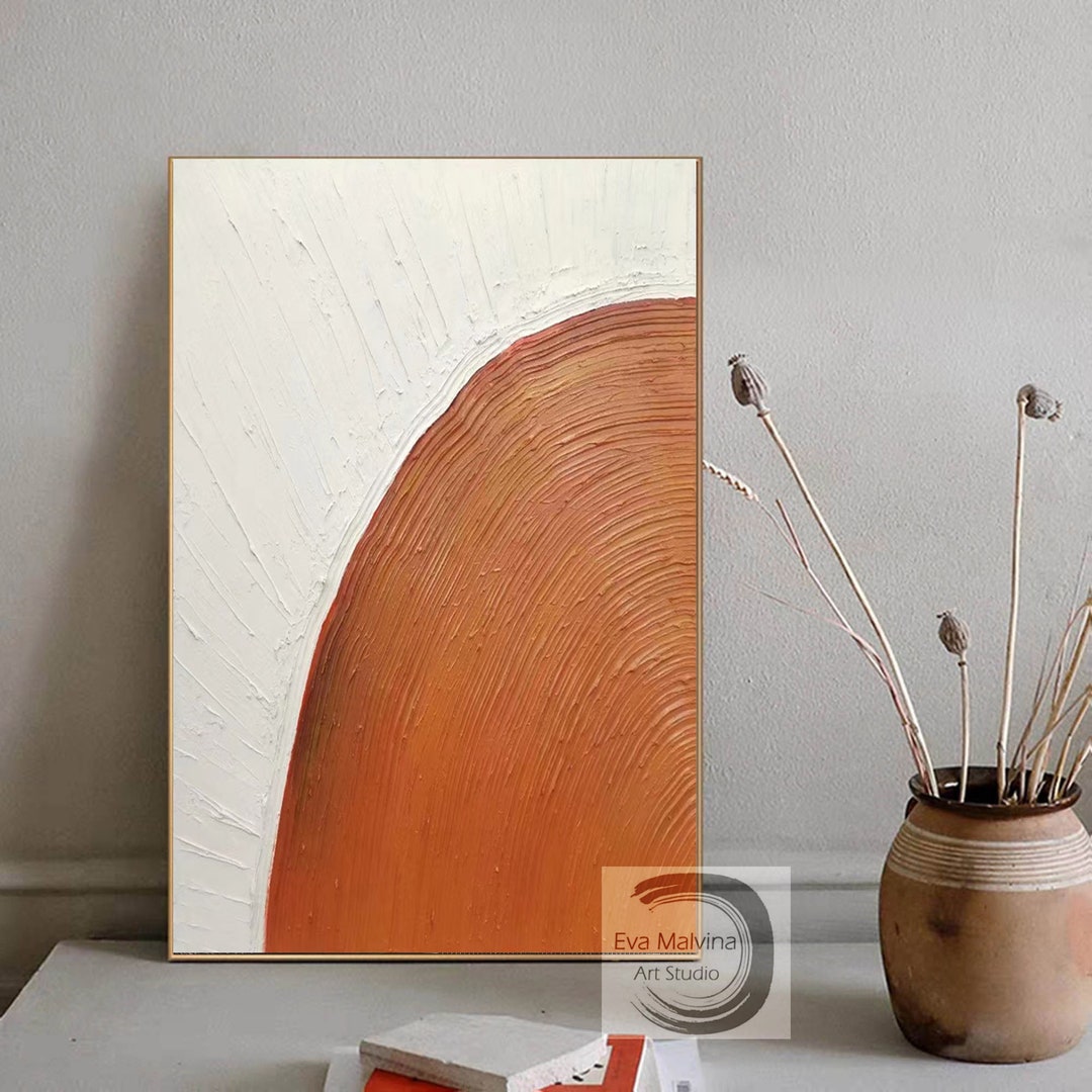 Original Abstract Painting, Large Canvas Art, Orange Painting on Canvas ...