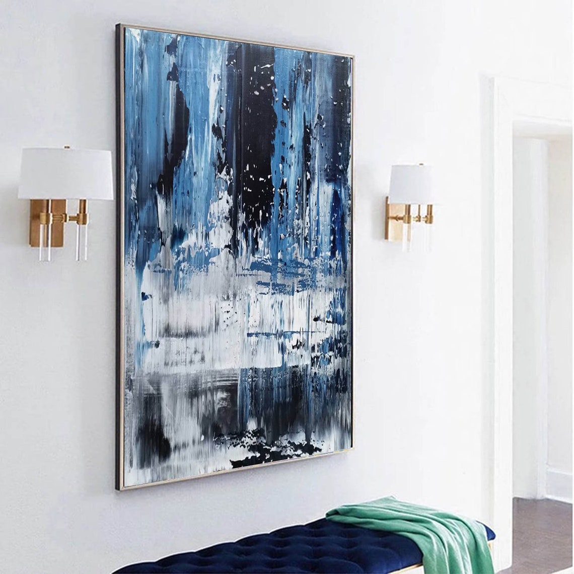 Extra Large Abstract Art Blue Abstract Painting Modern - Etsy
