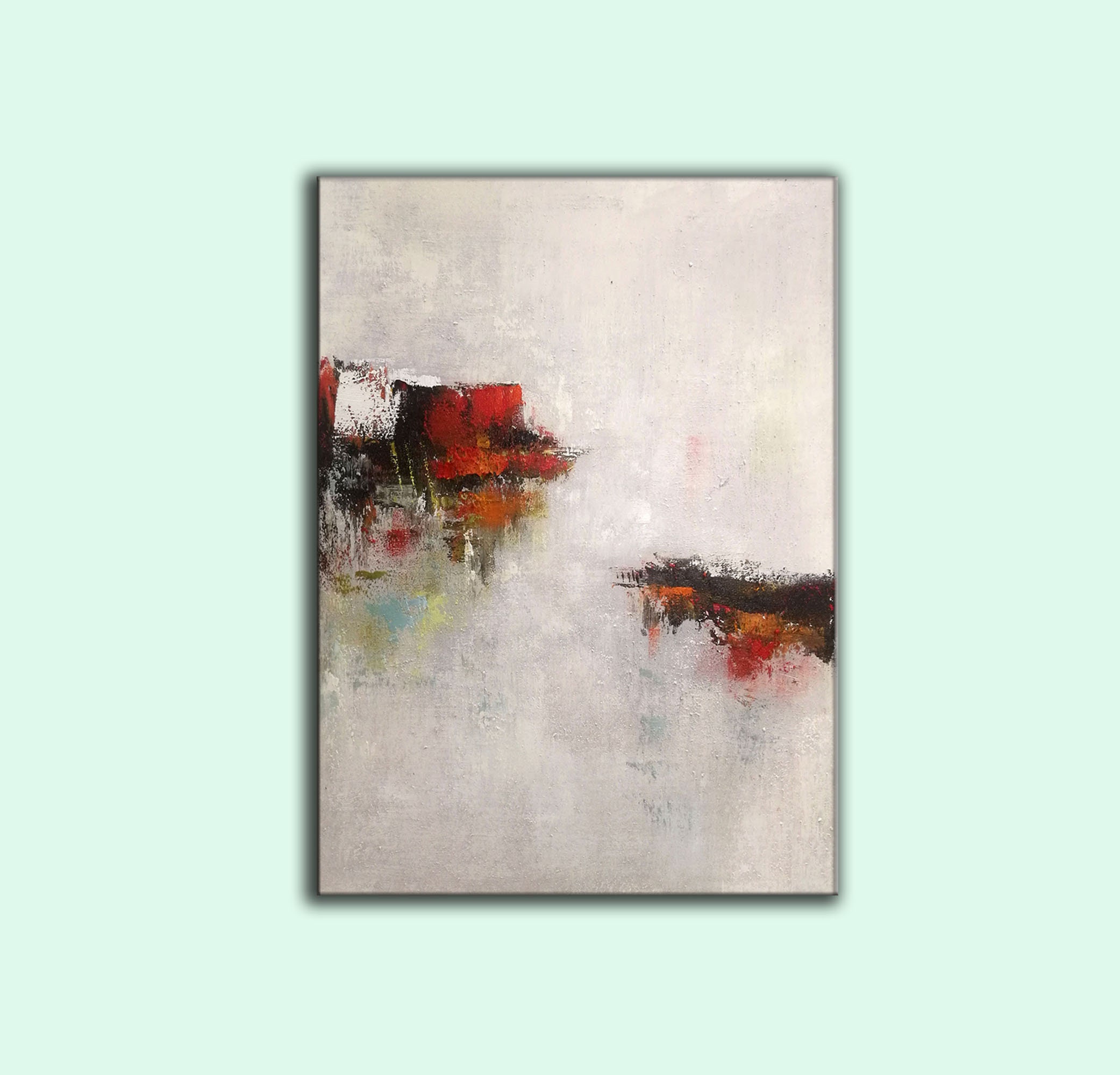 Large Abstract Painting Original Large Canvas Wall Art Red | Etsy