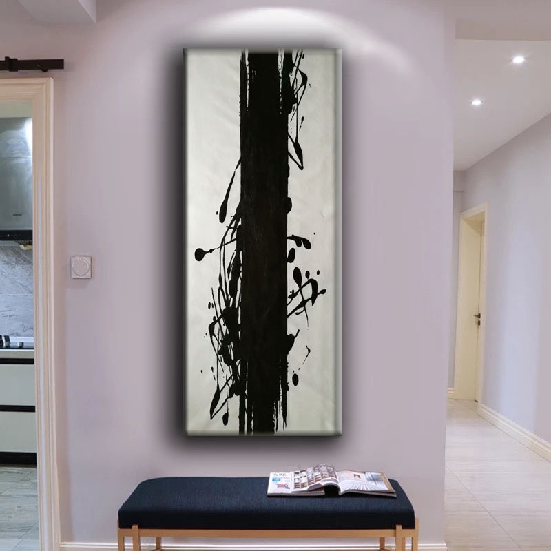 Large Abstract Painting Original, Black and White Painting on Canvas ...