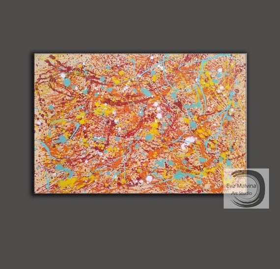 ジャクソン・ポロック風抽象画 - オリジナルカラフルウォールアート