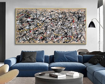 Jackson Pollock Style Painting Original Canvas Wall Art Living Room Decor Pollock Abstract art on Canvas Handmade Canvas Painting EM691