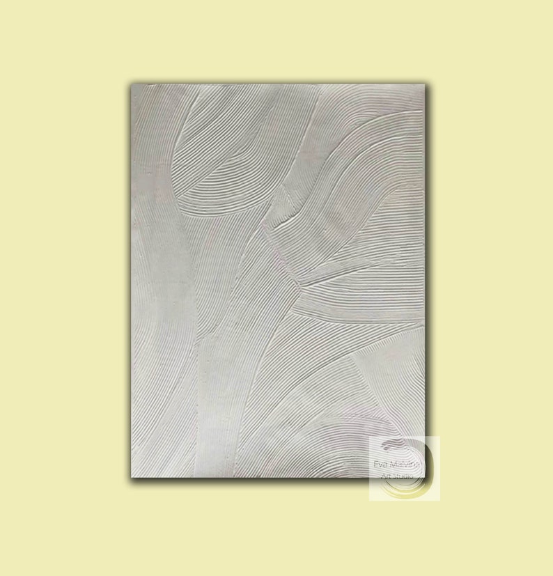 Large Abstract Canvas Art White Painting on Canvas 3D Etsy