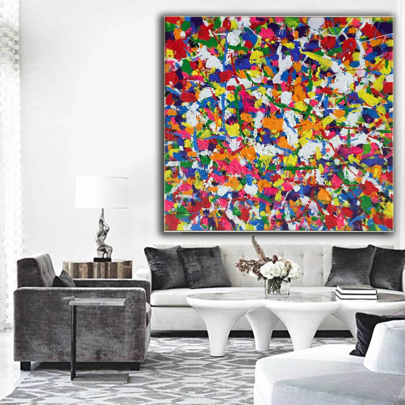 Large canvas wall art Modern canvas wall art Handpainted Etsy