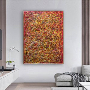 extra grote abstracte schilderkunst, kleurrijke schilderij op doek, grote abstracte canvas kunst, spetteren schilderij, hedendaagse muur kunst canvas EM33