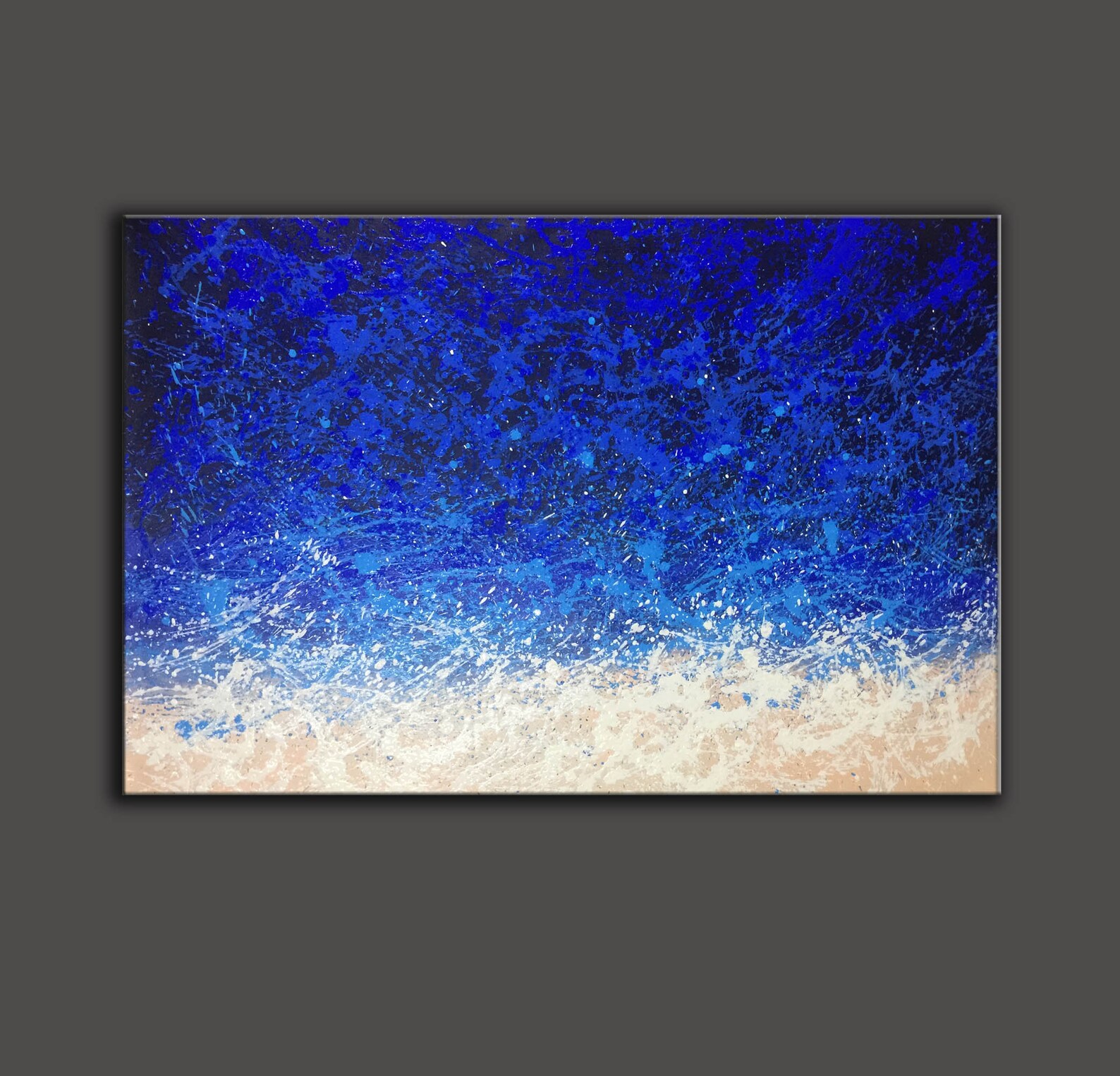 Blue Abstract Painting, Large Oil Painting, Minimalist Wall Art on ...