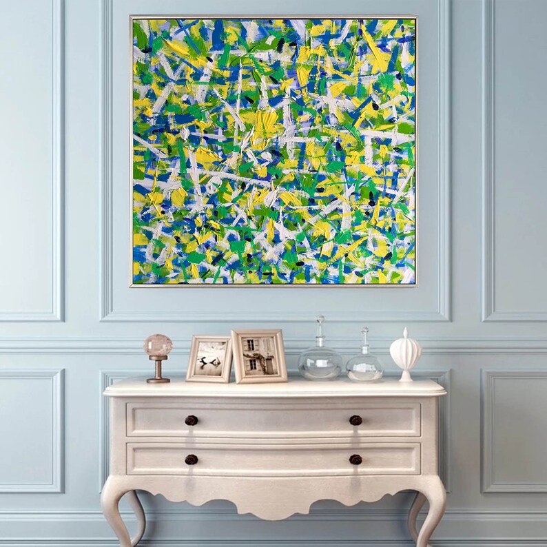 Large abstract wall art green abstract painting extra large Etsy