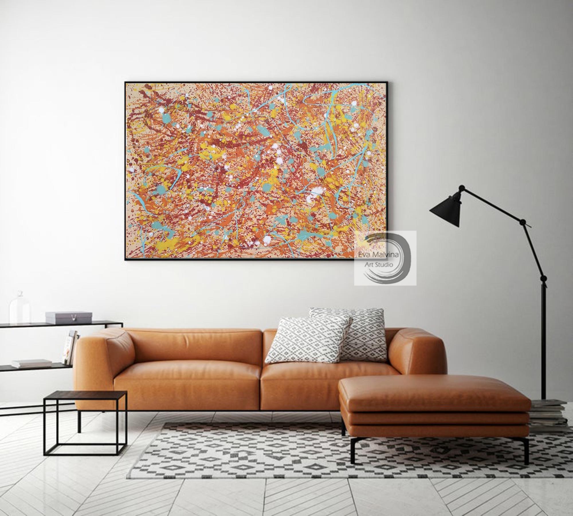 ジャクソン・ポロック風抽象画 - オリジナルカラフルウォールアート