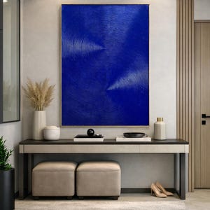 Large Deep Blue Abstract Canvas Art – Original Textured Painting for Contemporary Interior Design EM194 image 2