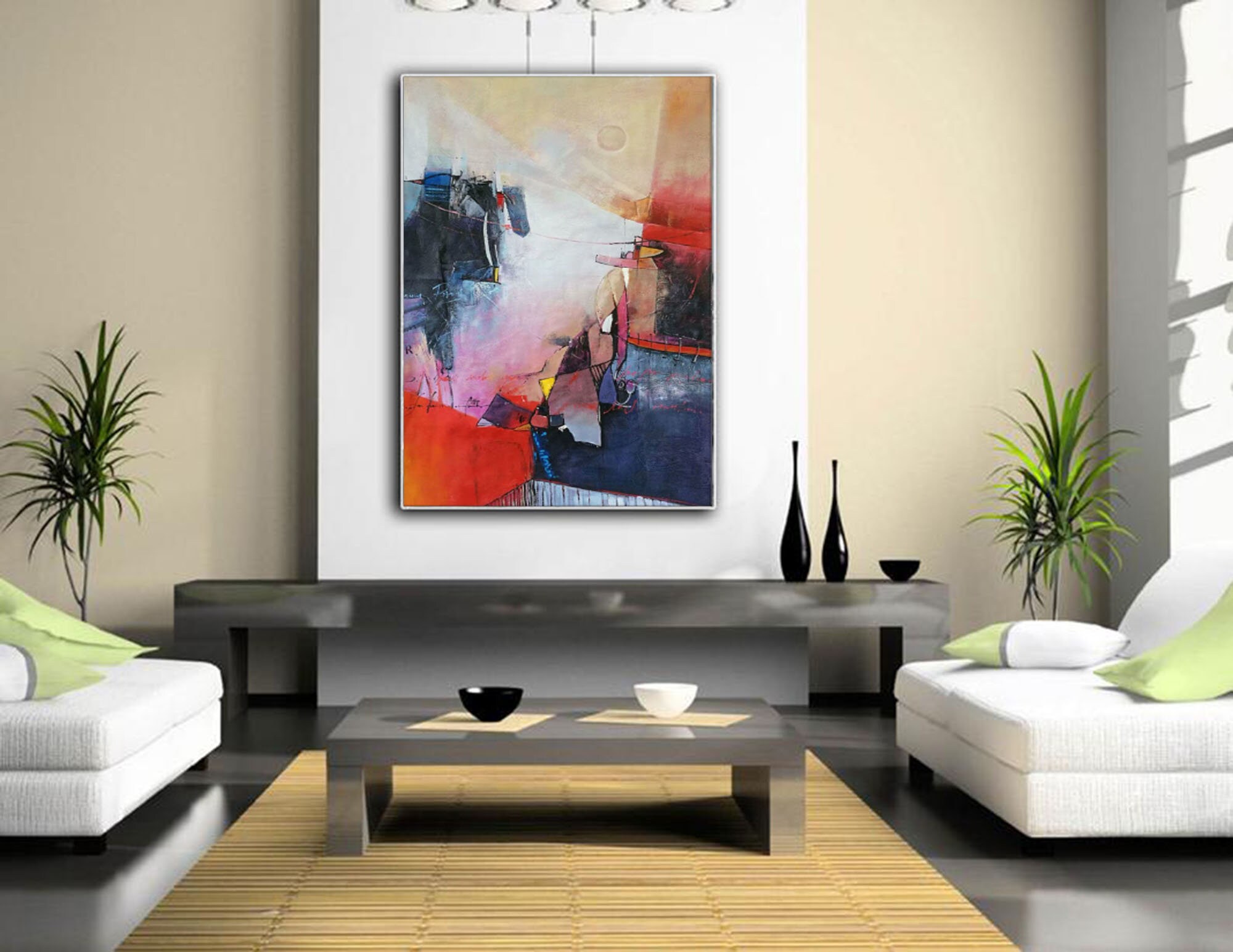 Original Abstract Painting Living Room Wall Art Canvas Etsy