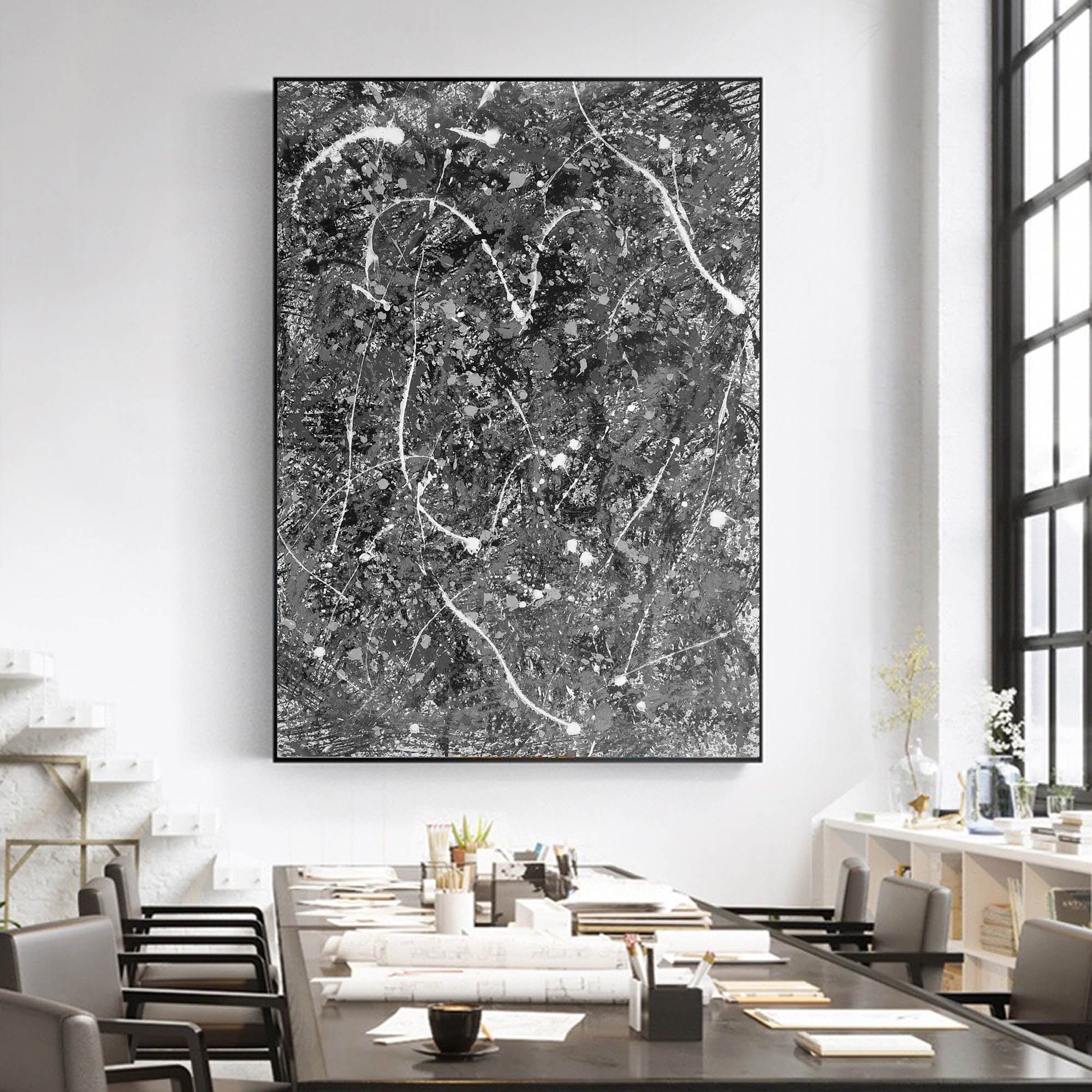 大きな抽象壁アート、オリジナルの抽象画、ジャクソン・ポロックの