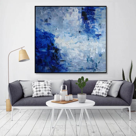 Large Oil Painting Original Blue Painting on Canvas Modern - Etsy