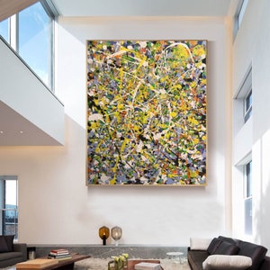 large canvas wall art, yellow painting abstract, large oil painting, large canvas painting original, modern abstract painting on canvas E888