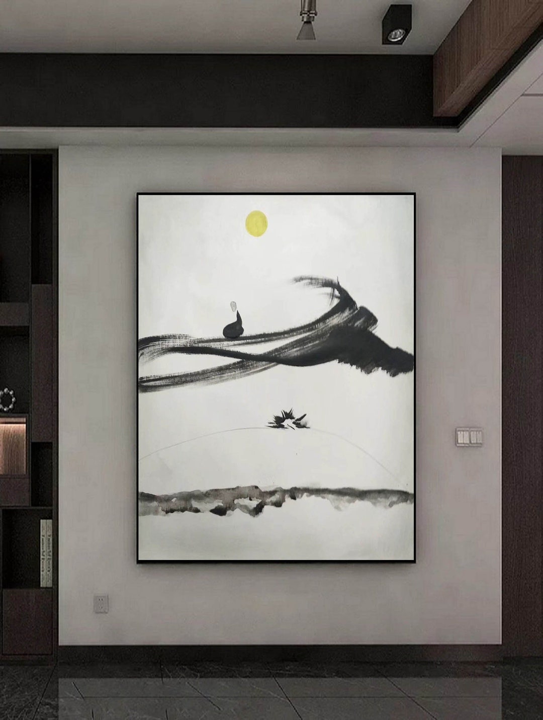 Extra Large Wall Art Abstract, Monk Painting on Canvas, Modern Abstract ...