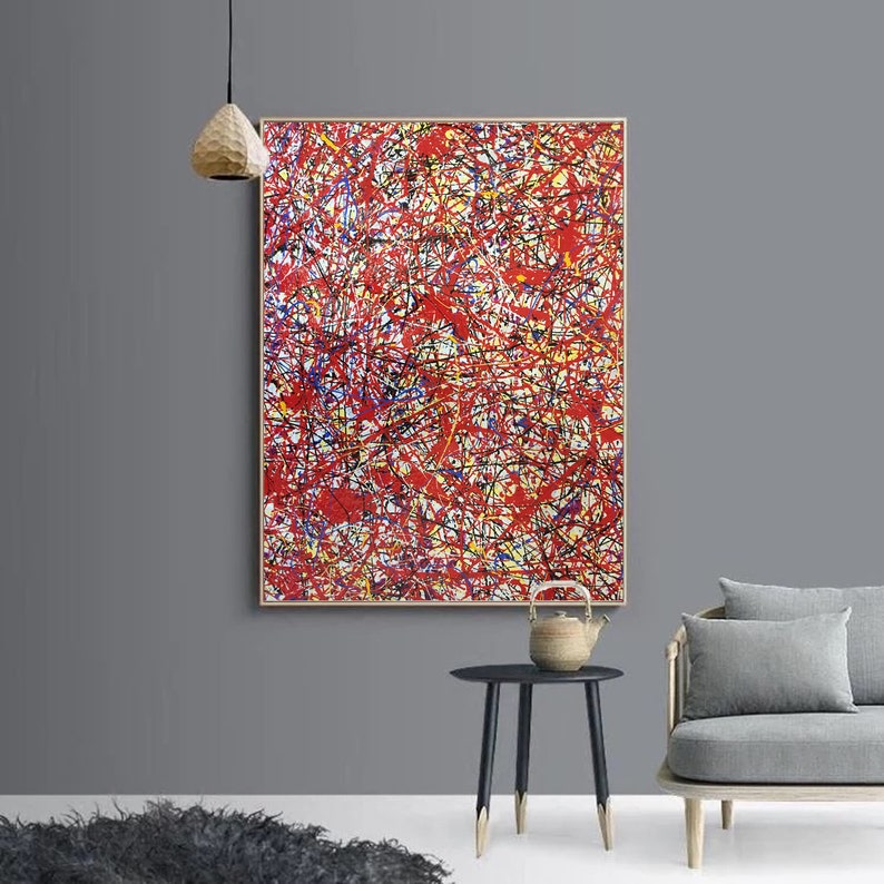 Red Painting on Canvas Large Canvas Wall Art Modern Abstract Etsy