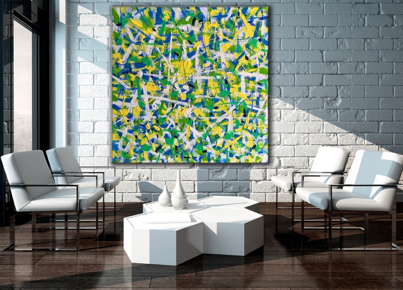 Large abstract wall art green abstract painting extra large Etsy