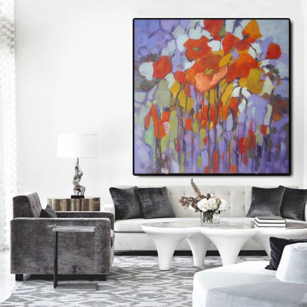Large Acrylic Painting Hand Painted Large Canvas Art for Etsy