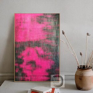 Pintura de arte de pared rosa, arte abstracto rosa original, arte de lienzo grande, arte de pared abstracto original, arte contemporáneo, decoración de pared para sala de estar E28 imagen 3