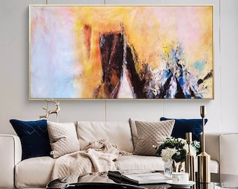 große Leinwand Kunst für Wohnzimmer, extra große abstrakte Kunst, original abstrakte Malerei, moderne abstrakte Wandkunst, Acryl-Malerei EM80