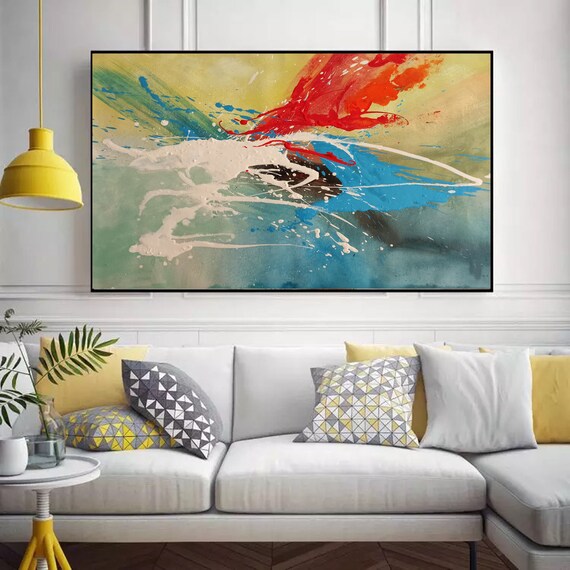 large canvas art abstract, large acrylic painting, oversized wall art canvas, modern abstract painting original, extra large wall art EM957