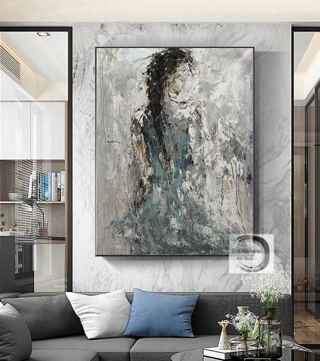 Original Abstract Woman Art – Textured Handmade Canvas Painting E61 - Etsy